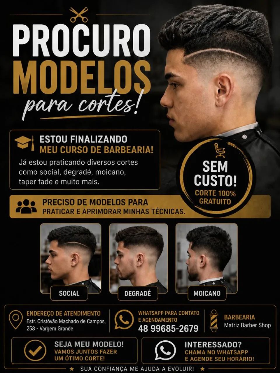 Corte de cabelo gratuito / Barbeiro iniciante
