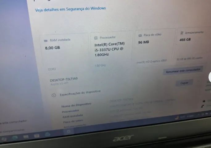 Notebook Acer i5 8gb bateria nova - Foto 3