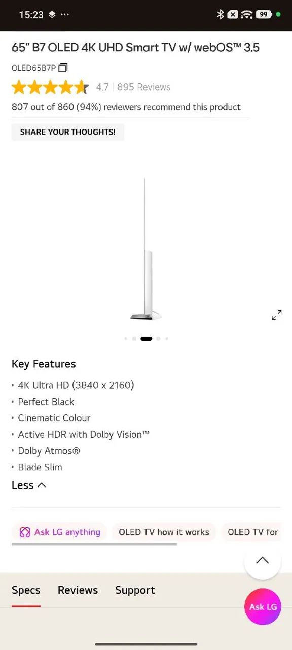 TV LG OLED 65 polegadas  - Foto 2