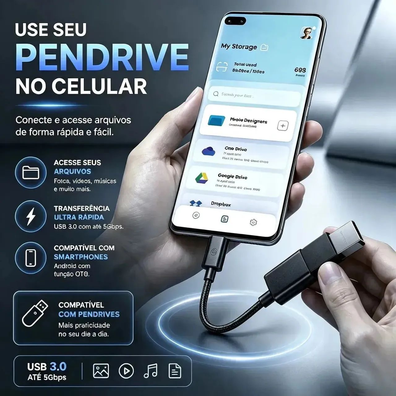 Hmaston Hz167 Cabo Adaptador Otg Usb Para Tipo C Mouse - Foto 5