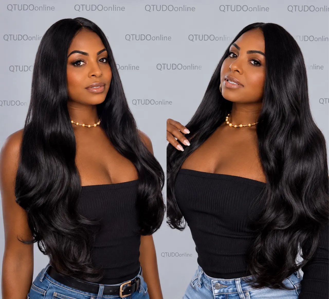 Peruca Lace Wig Preta Idêntica Ao Cabelo Humano 