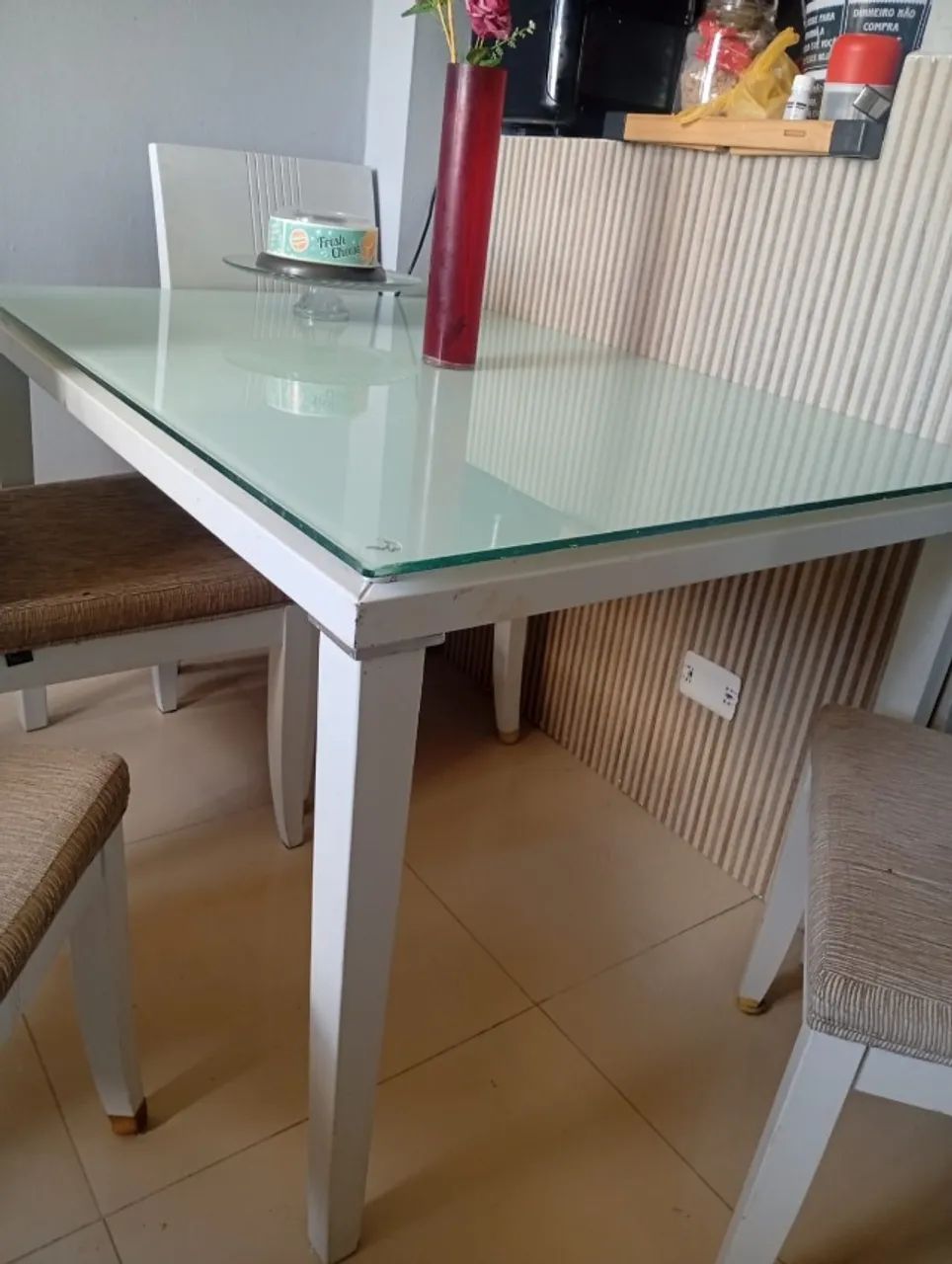 MESA JANTAR de Metal -  Tampo de Vidro (RETANGULAR)