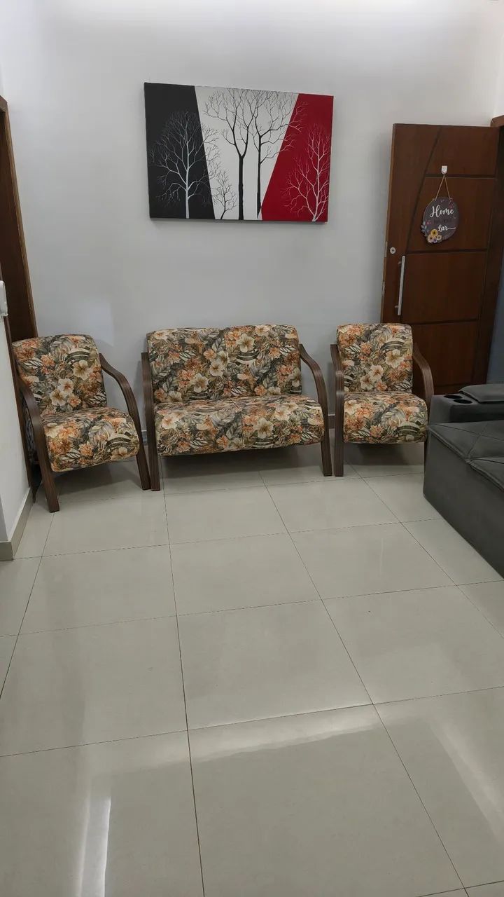 Conjunto de poltrona braço de madeira floral mexico  - Foto 3