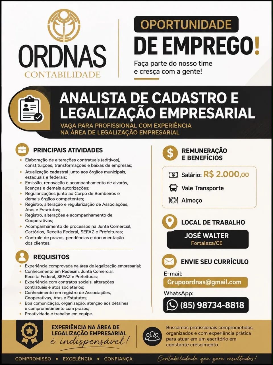 ANALISTA DE CADASTRO E LEGALIZAÇÃO EMPRESARIAL