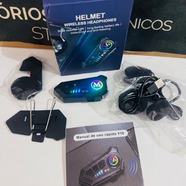 Fone de ouvido Bluetooth RGB para Capacete