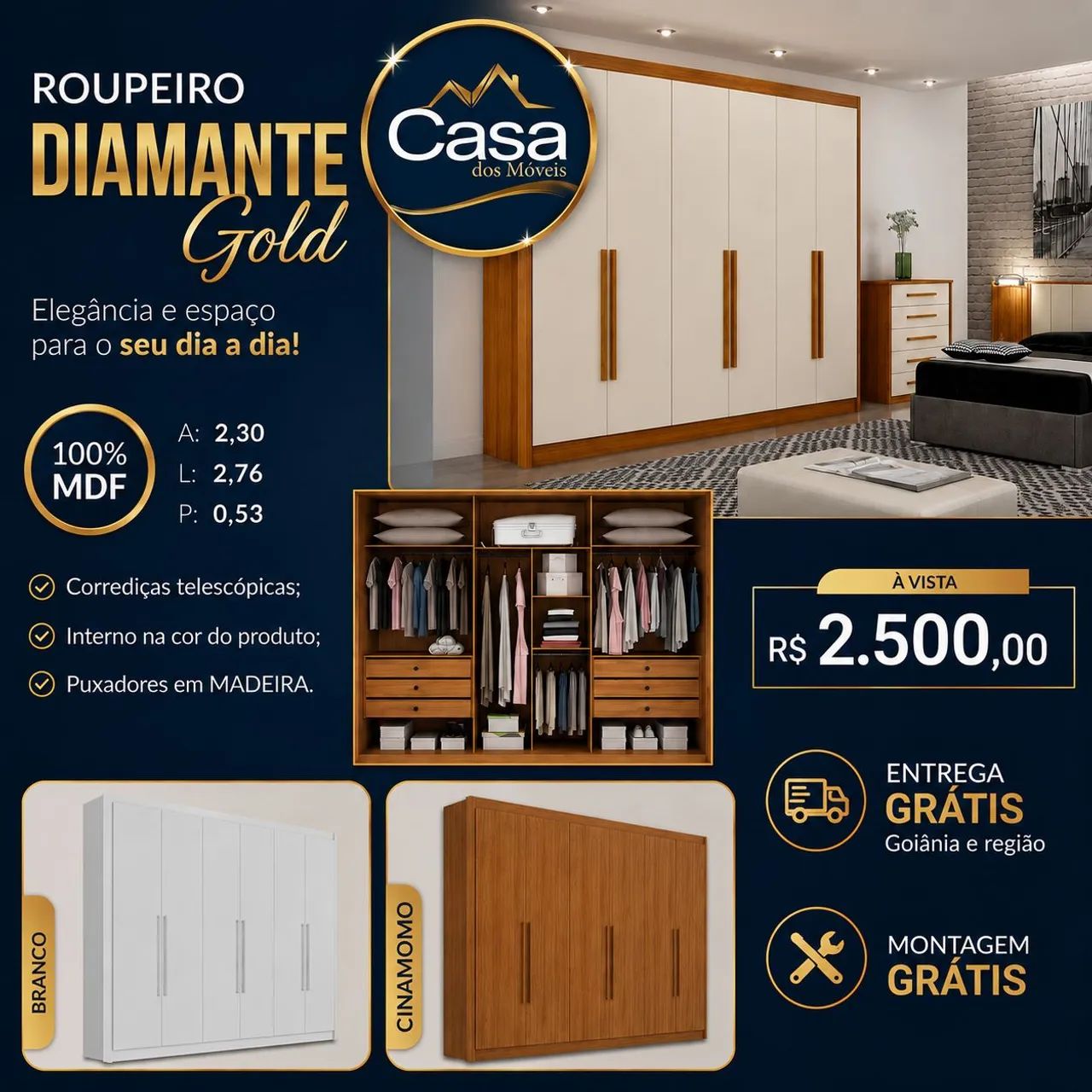 Roupeiro diamante 100% MDF 