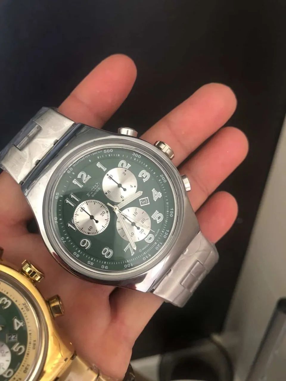 RELÓGIO SWATCH CARA VERDE PRATA 