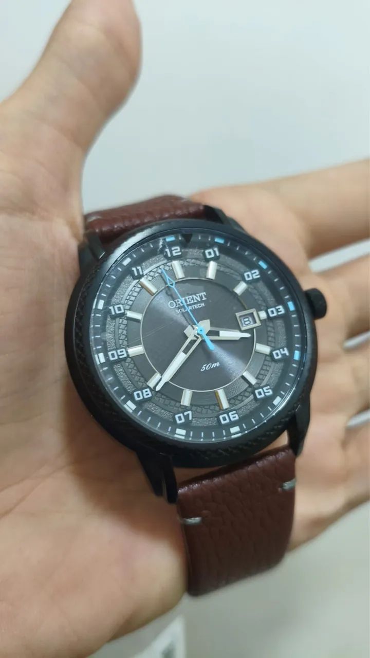 Relógio Orient Solartech pulseira em couro - Foto 2