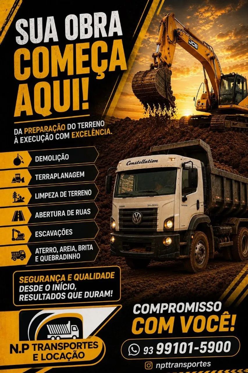 Aterro, brita , areia, limpeza de terra etc