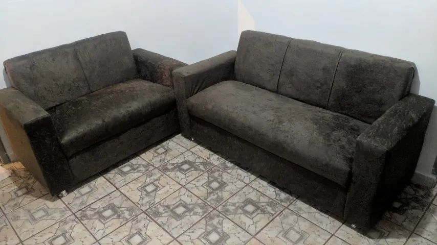 Sofá 2 e 3 pessoas Material suede D33 Robusto Confortável Promoção - Foto 5