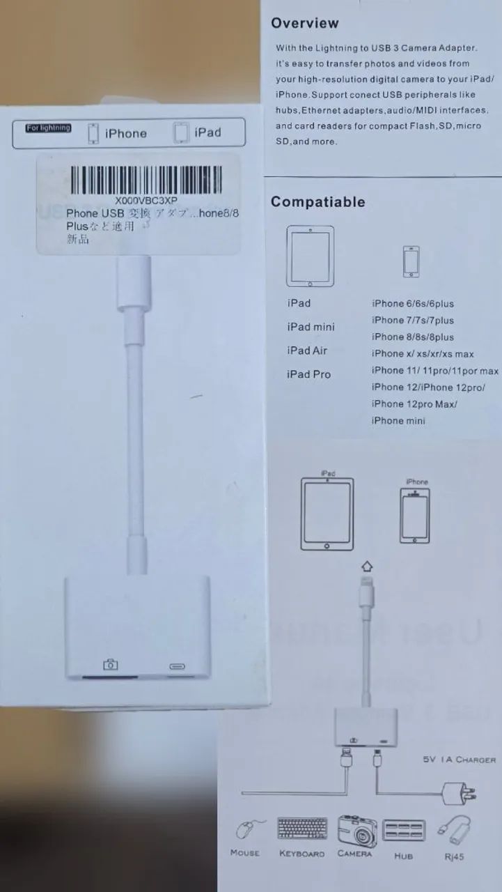 Adaptador original USB 3 para iPhone e iPad 