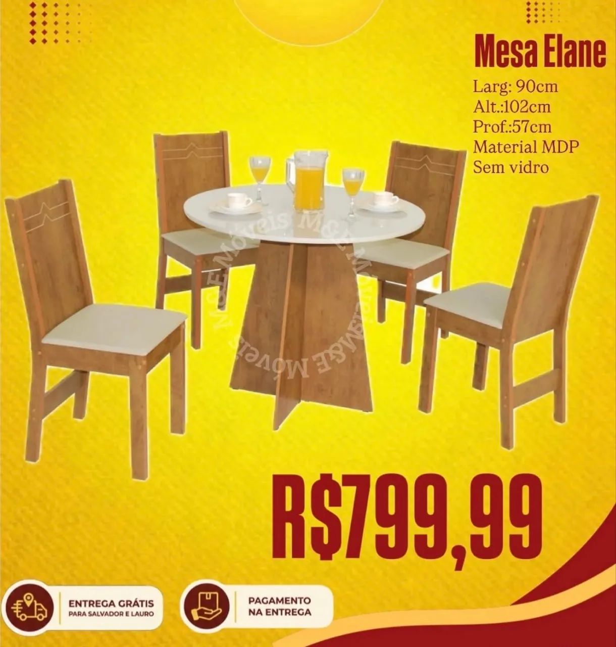Mesa redonda 4 cadeiras - Nova 