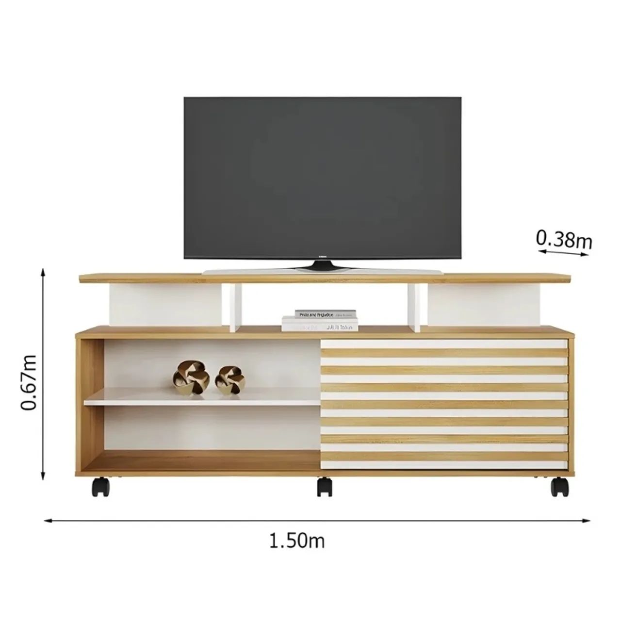 Rack Bancada Star Larg. 1.50m Cinamomo/Off Para TV's até 55 Polegadas  - Foto 3