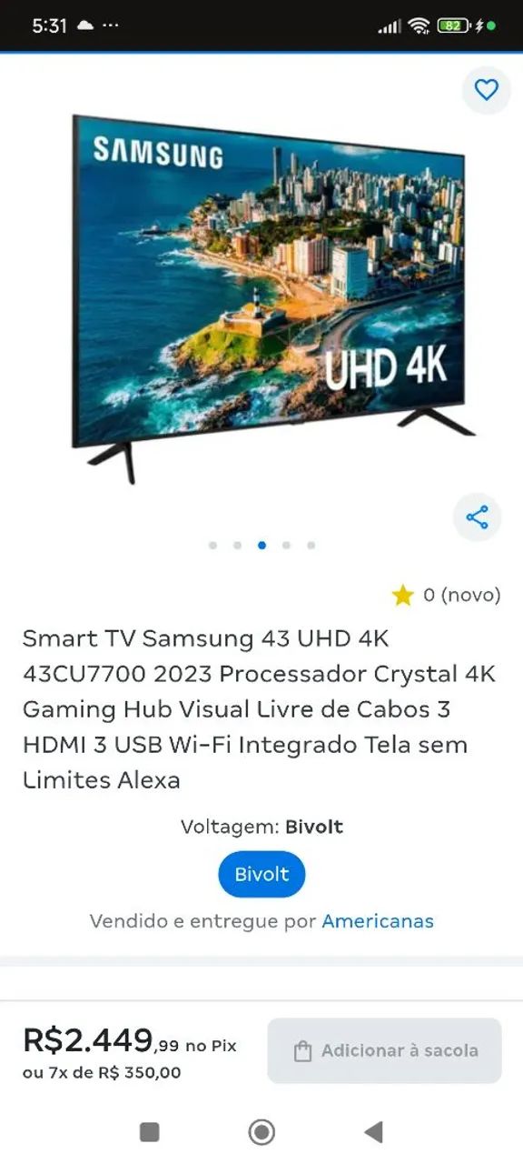 SMART TV 4K - CU7700- EXCELENTE - Foto 5