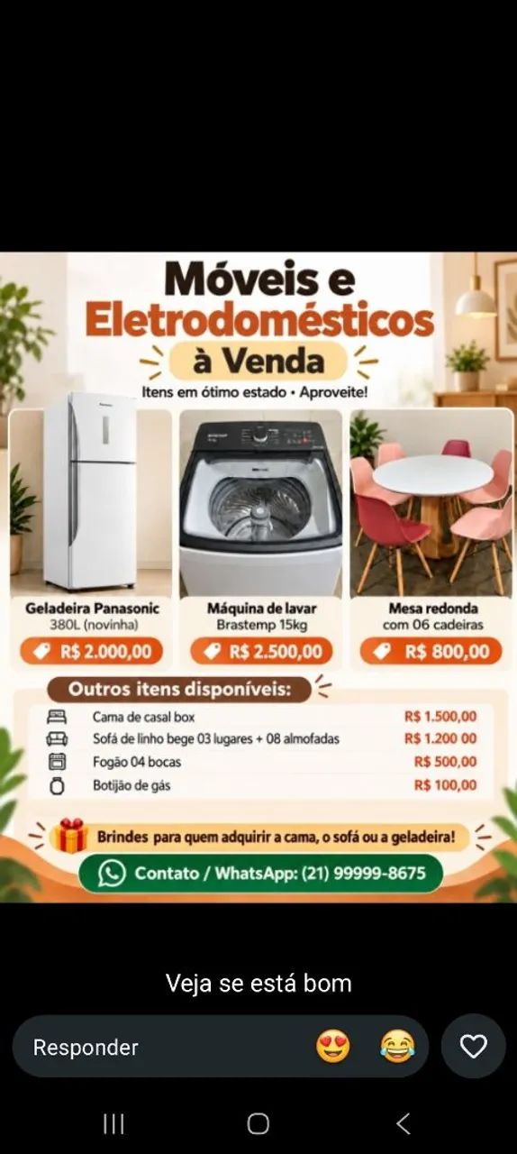 Cama, mesa, máquina de lavar geladeira 