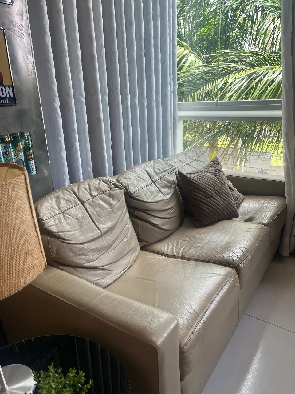 Conjunto de Sofás em Couro Legítimo ? 3 e 2 Lugares  Conjunto de 2 sofás em couro legítimo - Foto 4
