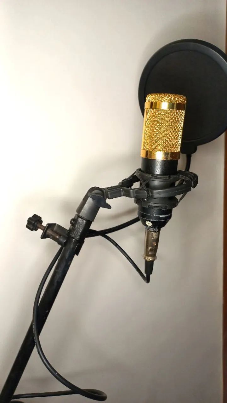 Microfone condensador BM-800 com pedestal e pop filter incluso
