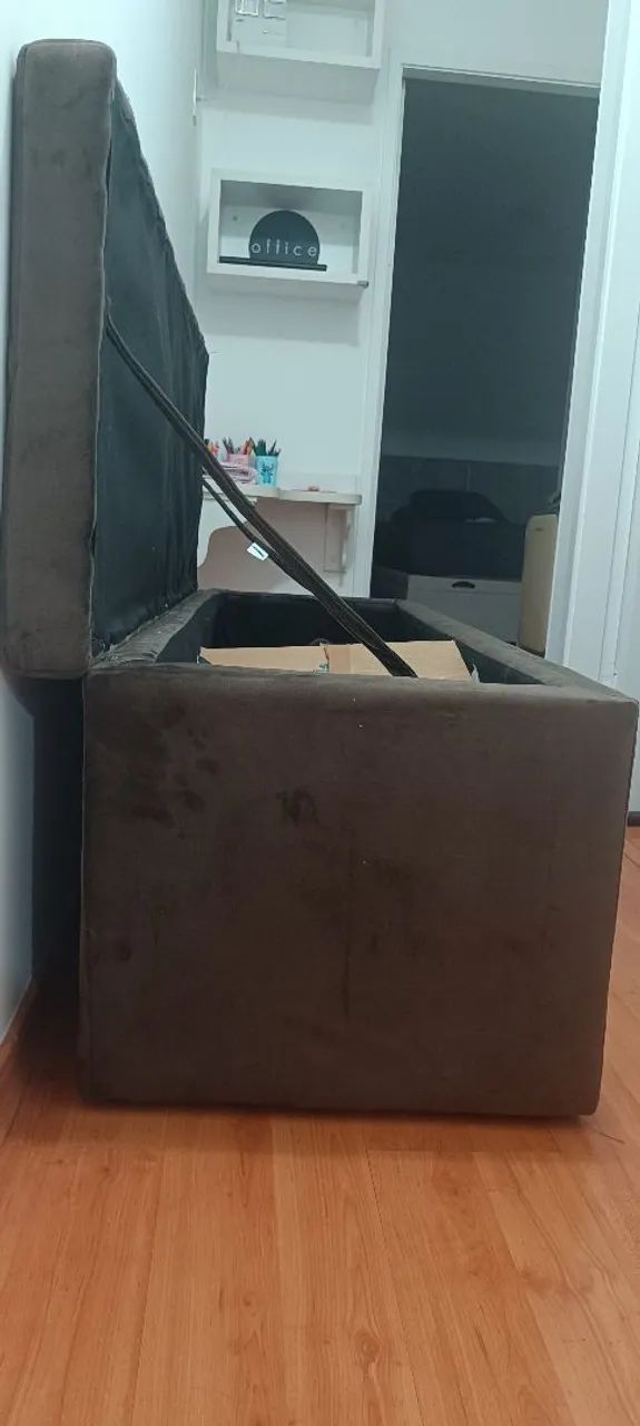 Baú Puf Cama Box Veludo - Foto 4