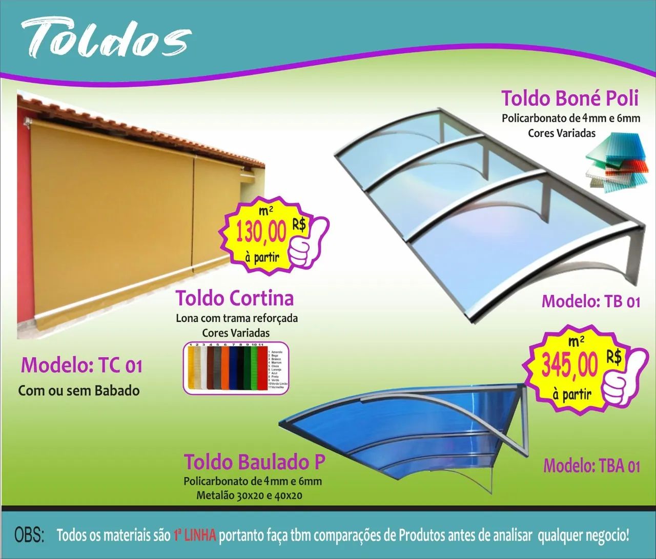 Toldos e Coberturas de altíssima qualidade