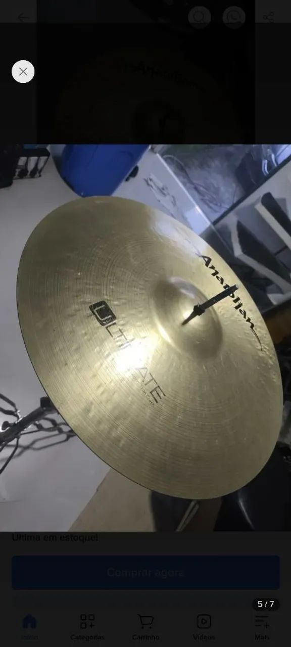 Prato de bateria anatolian ultimate 16 polegadas usado  - Foto 5