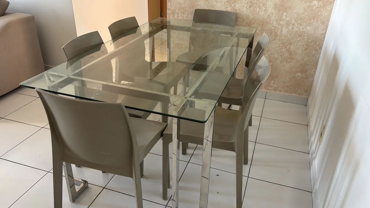 Mesa em base 100% inox com 6 cadeiras  - Foto 2