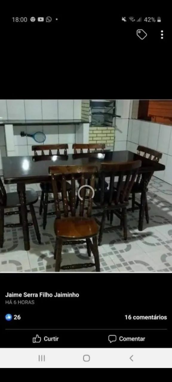 Mesa 6 cadeiras madeira  - Foto 4