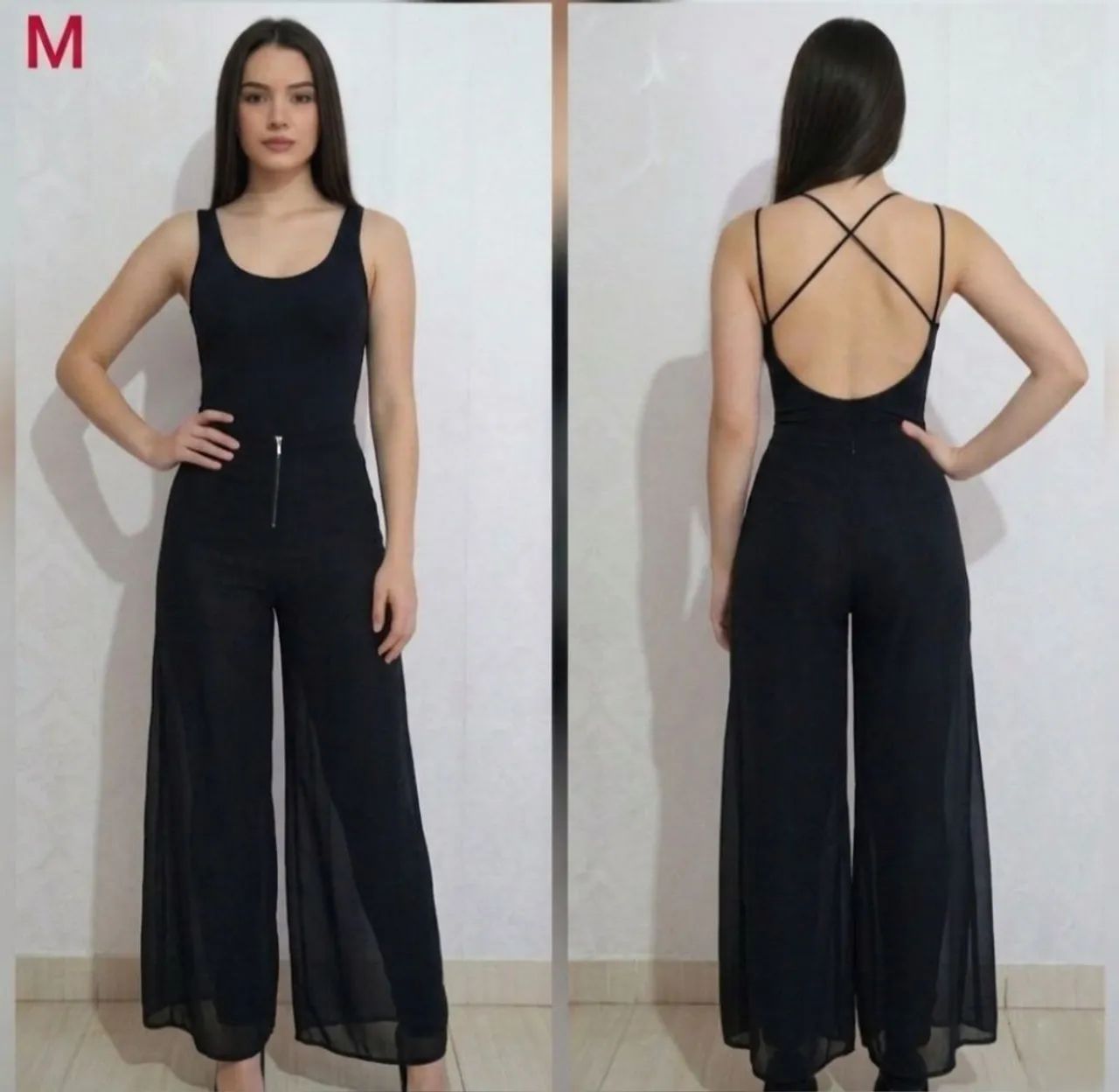 calça pantalona preta com sobreposição m M arkitect usado