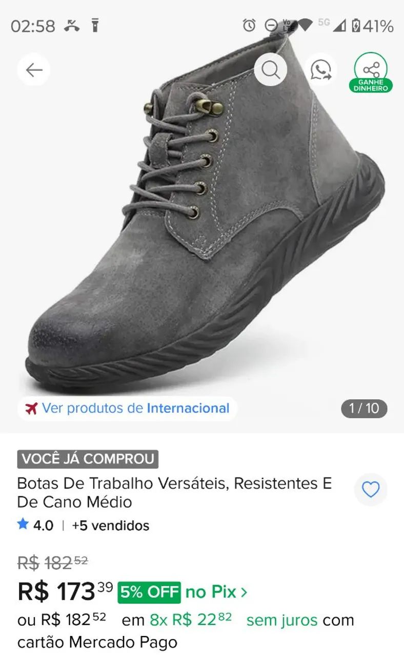 Botina de trabalho (tam. 41) - Foto 5