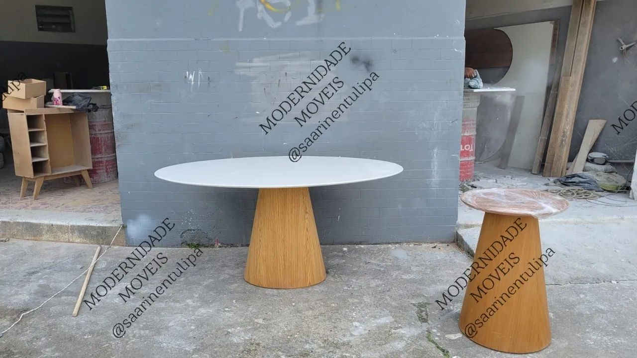 Base cone com tampo oval 1.40x0.80 branco primer - Foto 2
