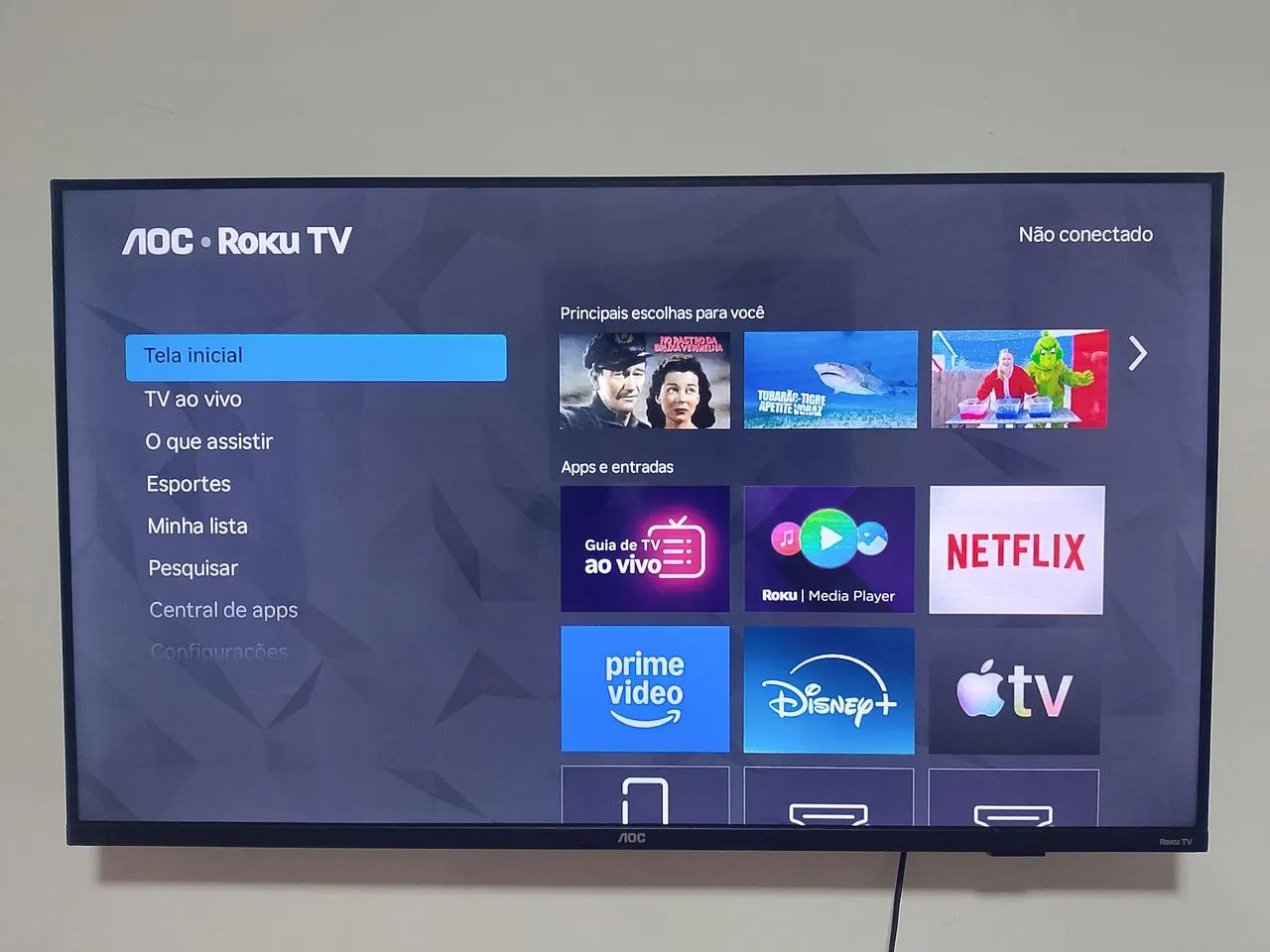 1-Tv 43 polegadas 4K AOC, 1-Caixa de Som acústica Philco 600W, 2-Ventiladores Turbo.