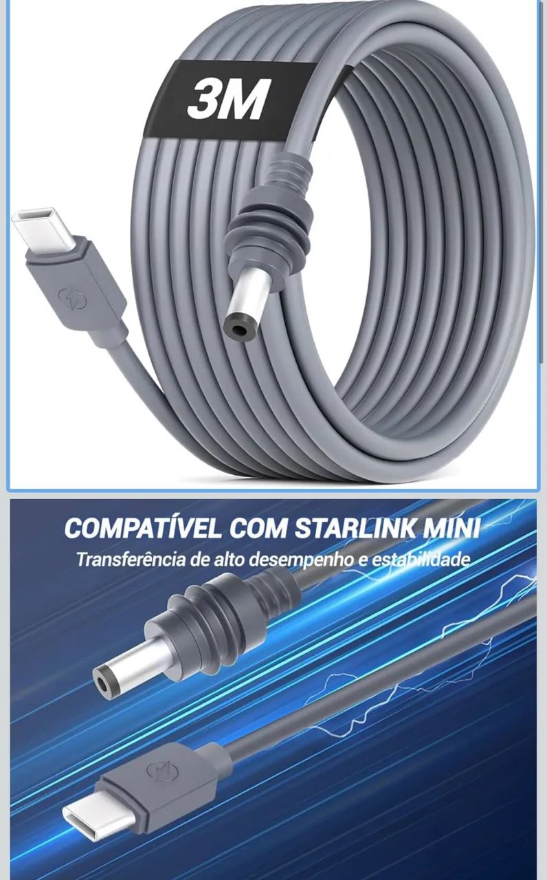 Cabo tipo C pra Starlink Mini 