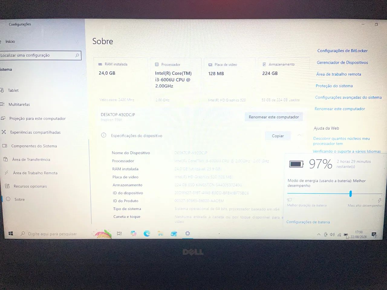 Notebook Dell I3, 24GB RAM DDR4, SSD e Bluetooth - Foto 3