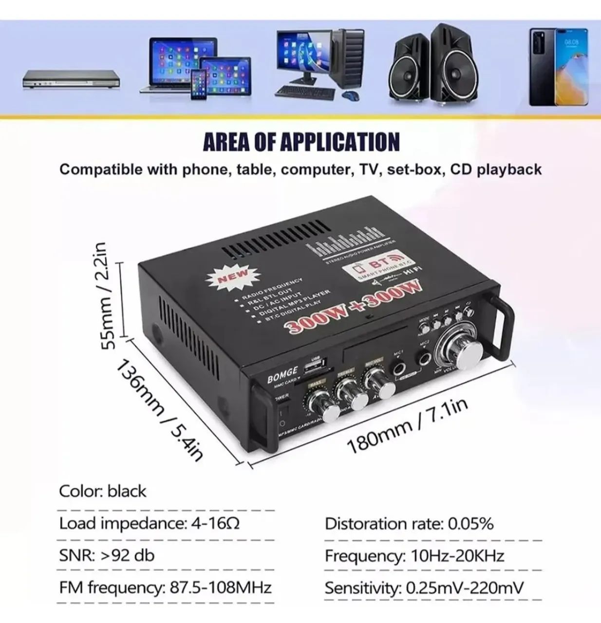 Amplificador de Áudio Bluetooth BT-298A - Foto 2