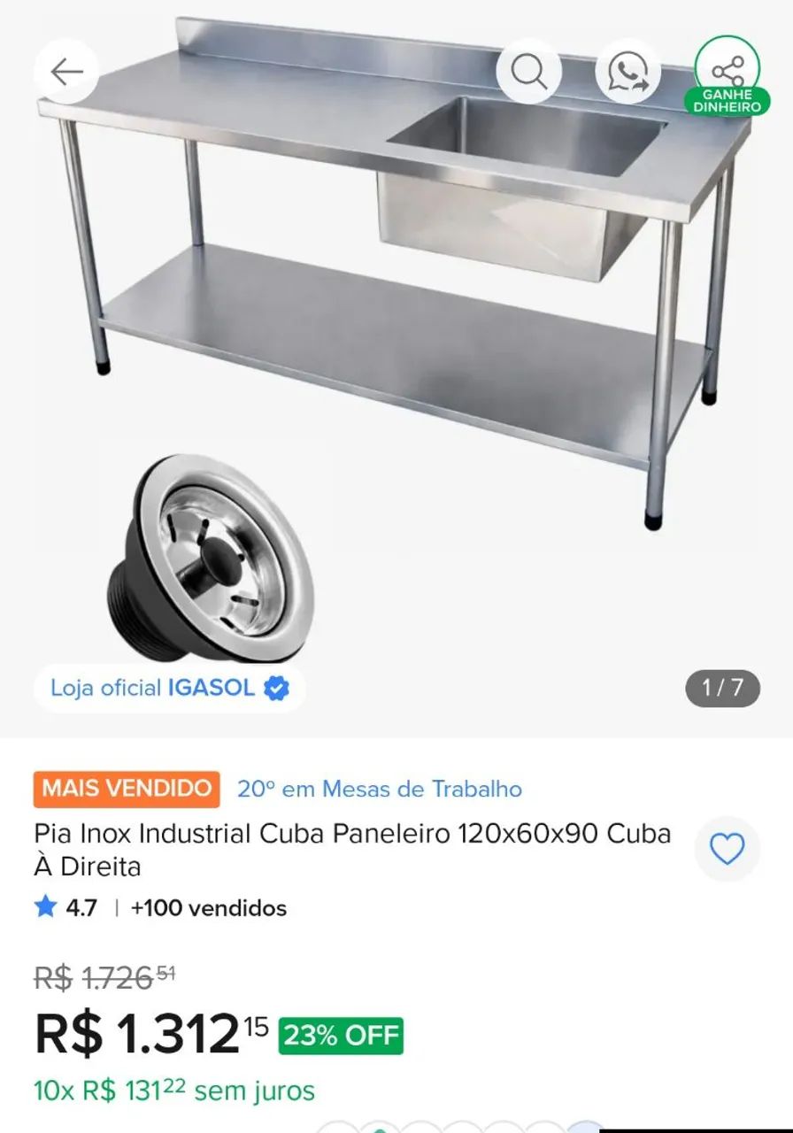 Pia móvel toda no inox  - Foto 2