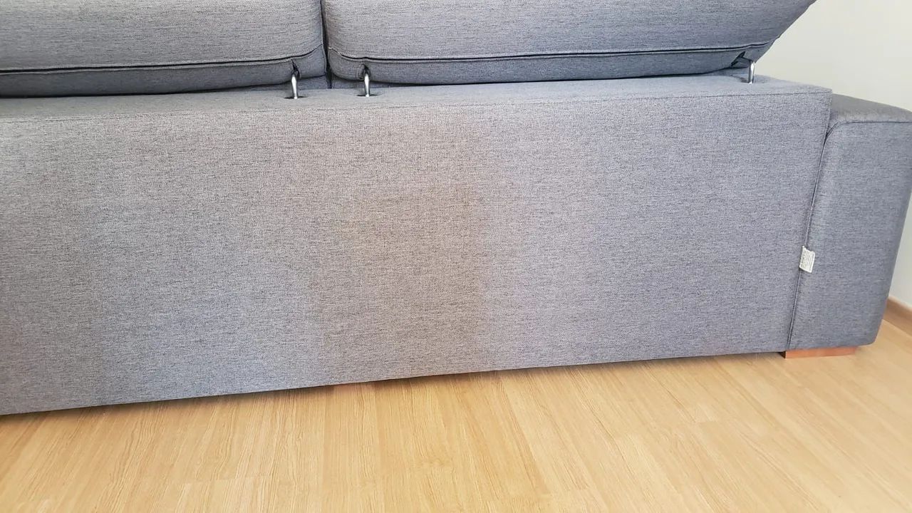 Sofá cinza em linho 3 lugares   retrátil e reclinável  Anjos colchões  - Foto 5