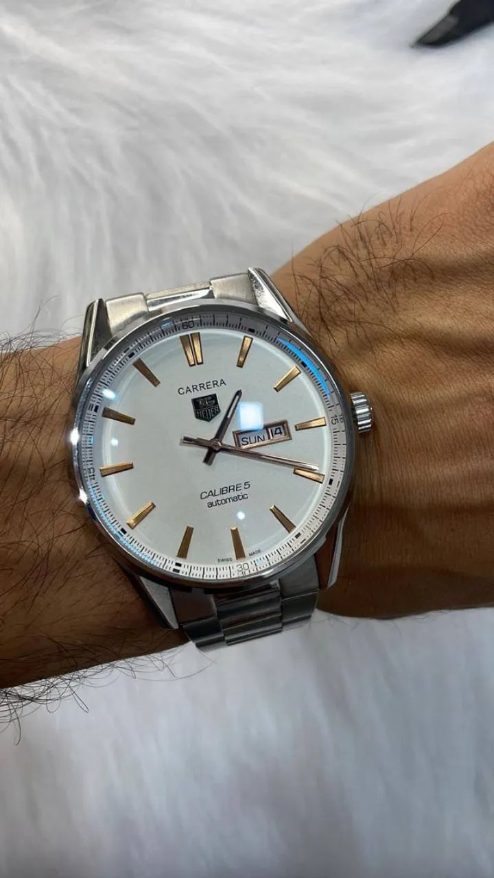 Relógio Automatico Fundo Branco com Fundo de Vidro  - Foto 2
