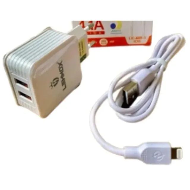 Carregador Turbo + Cabo Lightning Ios Com 2 Saídas Usb 4.1a Branco - Foto 2