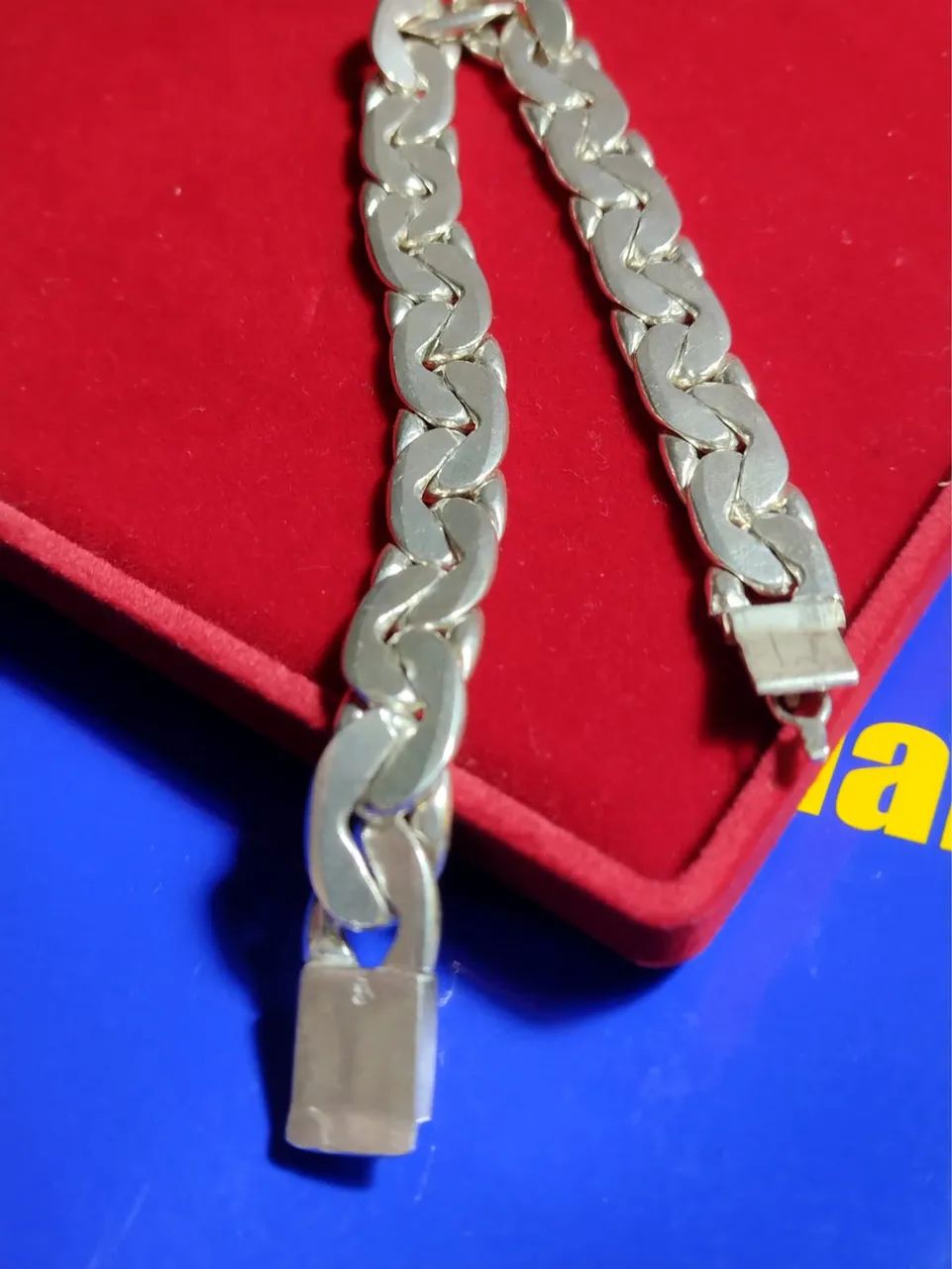 Pulseira de Prata 950 Direito Esquerda 55 Gramas 10 mm 22 Cm Grossa - Foto 3