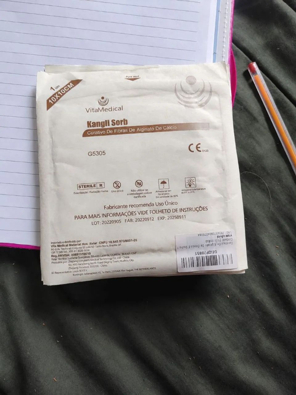 Curativo com Alginato de Cálcio 
