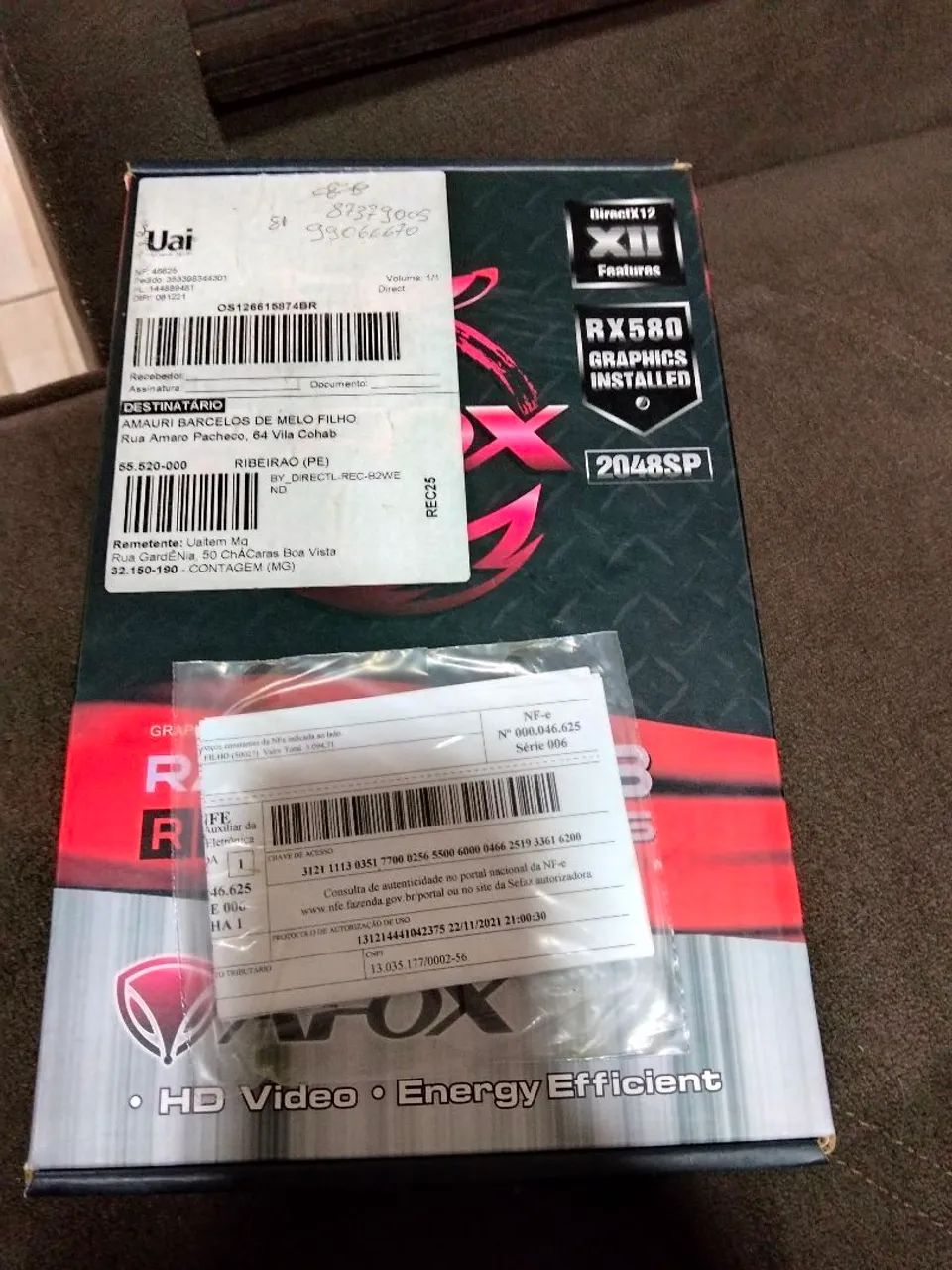 Placa vídeo RX580 8Gb