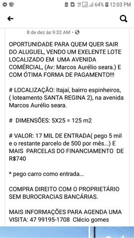 Oportunidade!!!, vendo um ótimo terreno em itajai no santa regina 2 pagamento facilitado - Foto 9