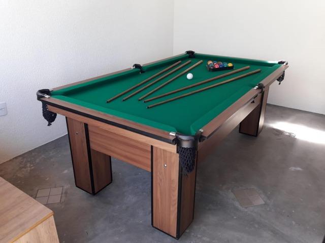 Mesa de Bilhar Cor Tabaco Tecido Verde Modelo TAE7541