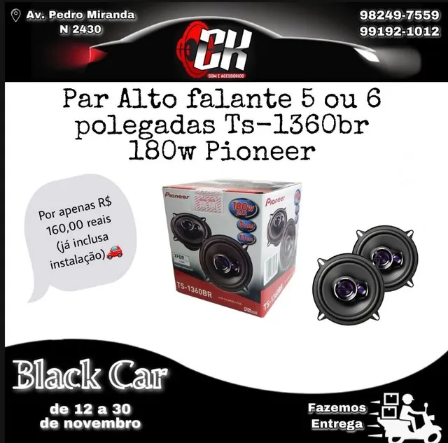 Par de Alto Falante 5 ou 6 Polegadas Ts-1360Br 180W Pioneer