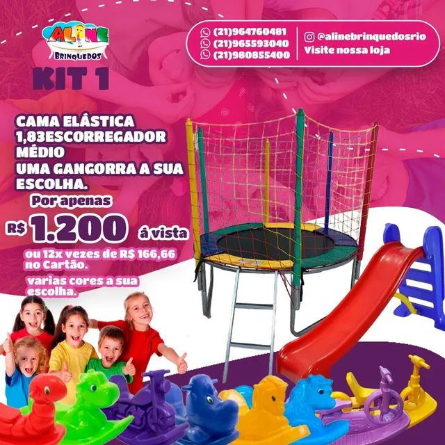 Cama elástica 1.83 escorregador médio e gangorra  - Foto 5