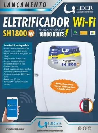 Central de Cerca Elétrica e Alarme SH1800W com Wifi Lider<br>