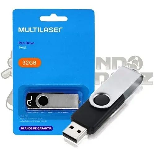 PenDrive 32 GB Twist, Leitura 10MB/s, Gravação 3MB/s, Preto - Multilaser em São Luís ma