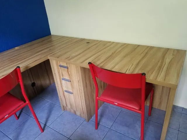 2 Mesas De Escritório Escrivaninha Mesa Diretor Bancada Em L - Foto 3