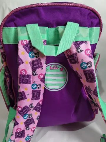 R$79,99 kit mochila infantil mochila escolar lol reforçada novo linda 40x36x15cm - Foto 5