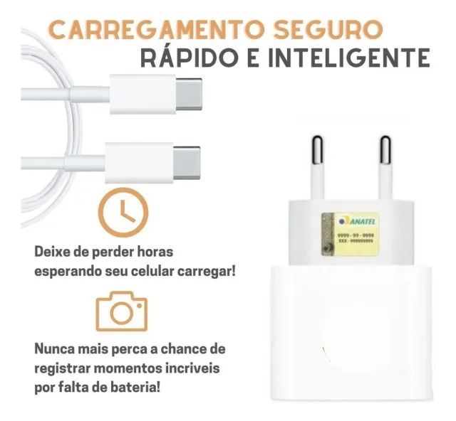 Carregador Turbo 35w Com Cabo Usb-c P/ iPhone 15 15 Pro Max - 1119 - Foto 3