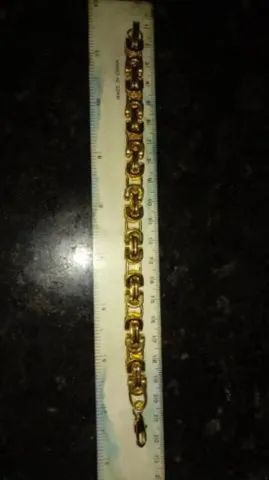 Pulseira banhada a Ouro , unisex 22cm - Foto 3
